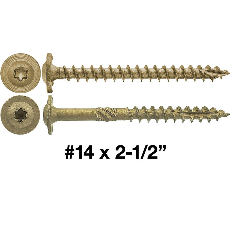 Jake Sales #14 x 2-1/2"" Construction Lag Screw Exterior Coated Torx/Star Drive Heavy Duty Structural Lag Screw Far Superior to Common Lag Screws (100 Screw Count) Modified Truss Washer Head - Image 3
